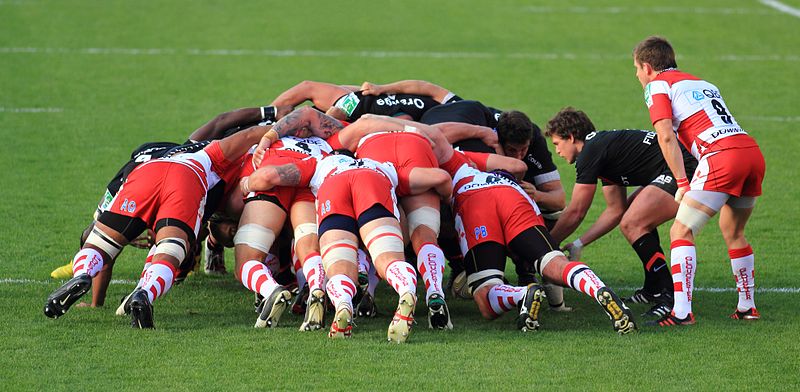 A rugby scrum